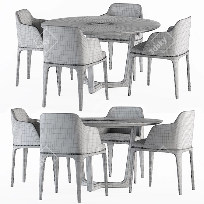 Elegant Poliform Round Table & Grace Chair 3D model image 2