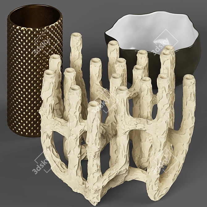 Luxury Ocean-inspired Vase Set 3D model image 1