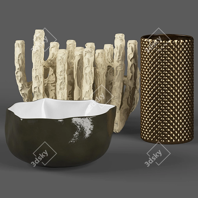 Luxury Ocean-inspired Vase Set 3D model image 2