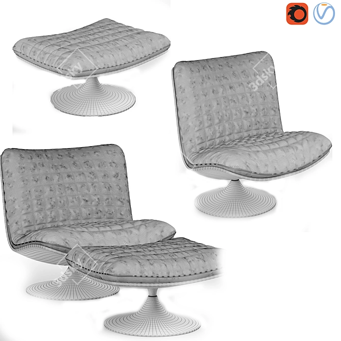 Elegant Contemporary Armchair Set 3D model image 3