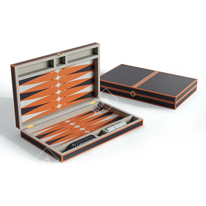 Luxury Lacquer Backgammon Set 3D model image 3