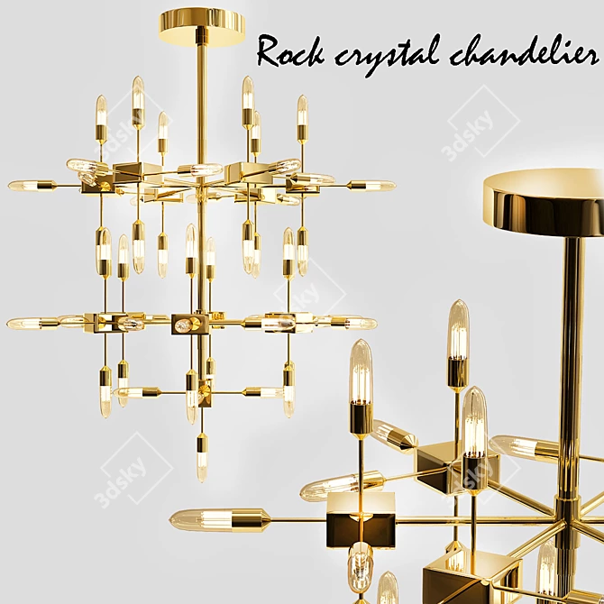 Sparkling Crystal Rain Chandelier 3D model image 1