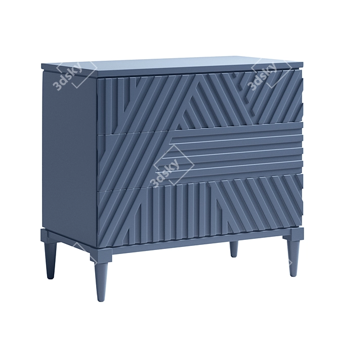 Modern Blue Carved Drawer Chest 3D model image 1