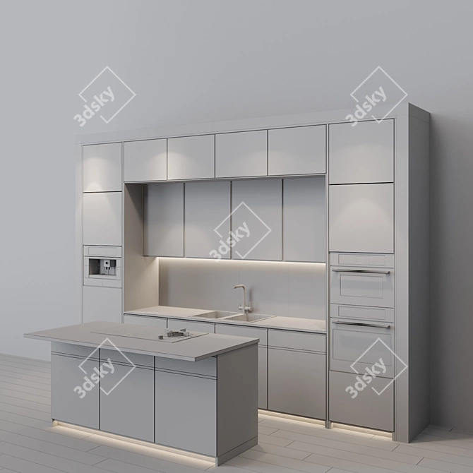 Modern Kitchen Set 3D model image 3