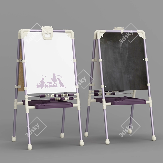 Retro Style Kids Easel 3D model image 1