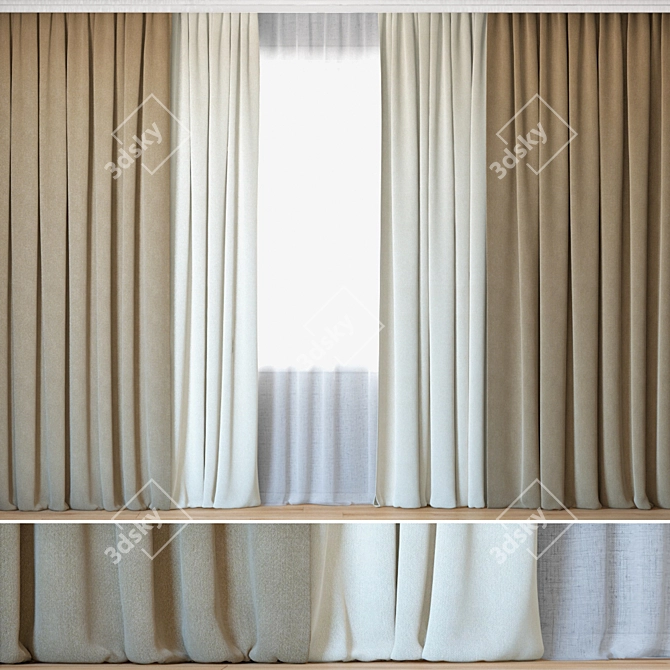 Luxury Curtains Set with Tulle | Backhausen Achilles 3D model image 1