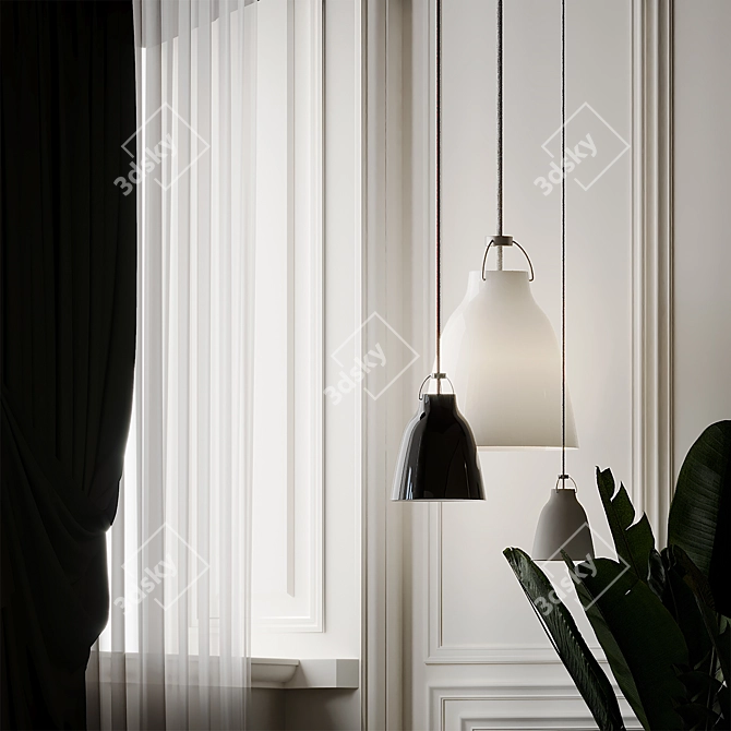 Sleek Caravaggio Pendant Light 3D model image 4