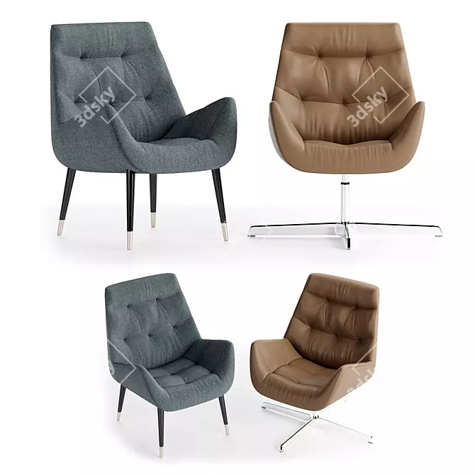 Elegant Thonet Lounge Chair 3D model image 1