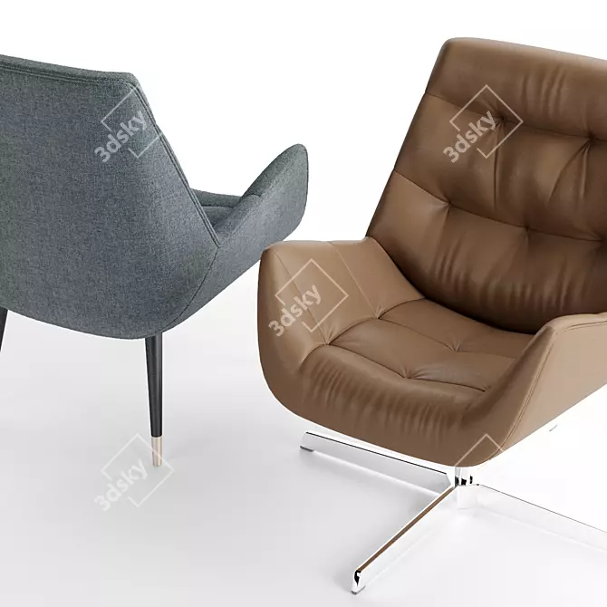 Elegant Thonet Lounge Chair 3D model image 2