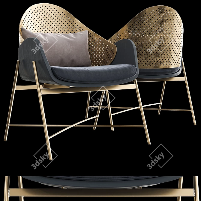 Modern Rustic Armchair with Shake Roma Design 3D model image 1