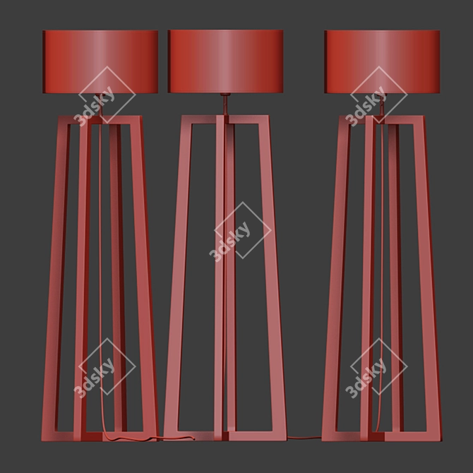 Rustic Wood Floor Lamp 3D model image 2