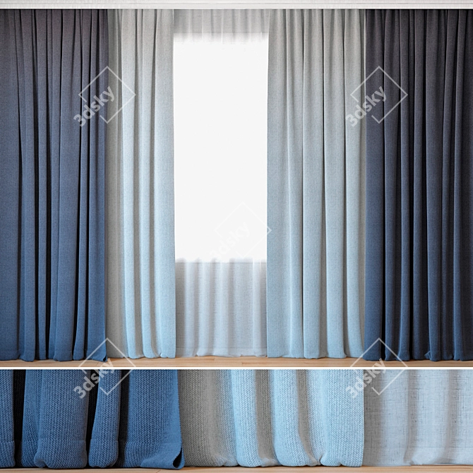 Backhausen Treccia Curtains 45 with Tulle 3D model image 1