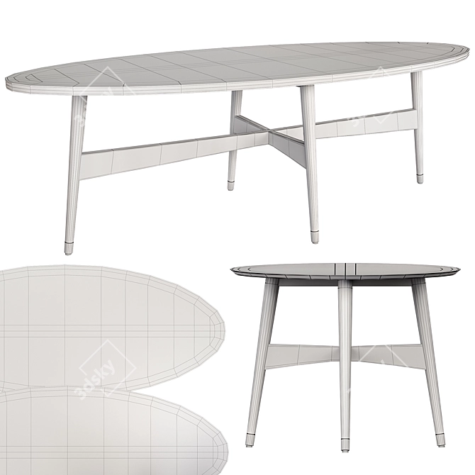 Reeve Oval Mid-Century Coffee Table 3D model image 2