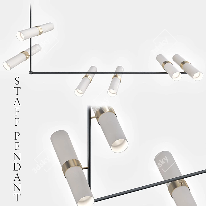 Modern Staff Light Fixture 3D model image 1