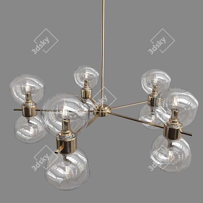 Elegant Crystal Pendant Chandelier 3D model image 1