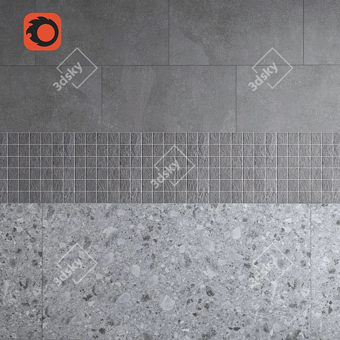 Modern Stone Tile Set 3D model image 1