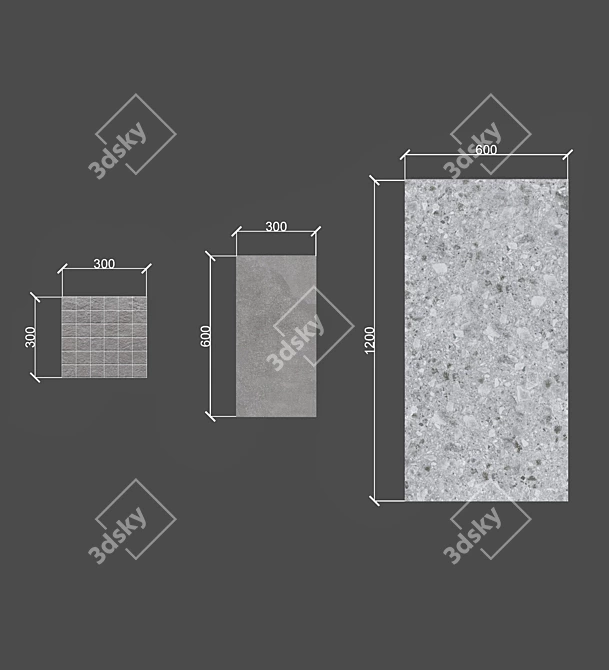 Modern Stone Tile Set 3D model image 3