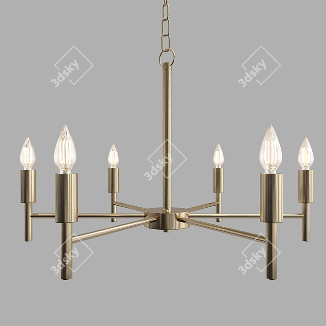 Golden Glow: 6-Light Modern Pendant 3D model image 1