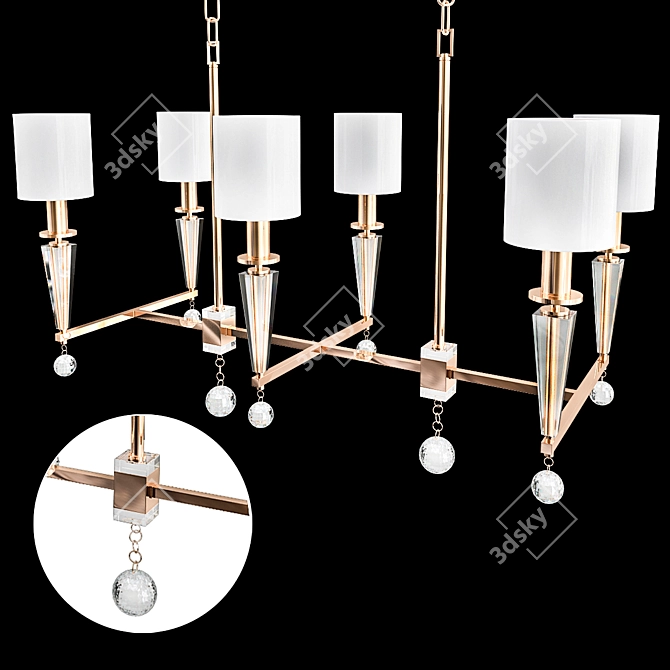 Sleek 6-Light Polished Nickel Chandelier 3D model image 1