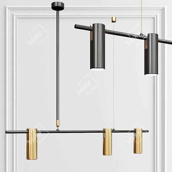 Modern Metal Pendant Light with Black and Brass Finish 3D model image 1