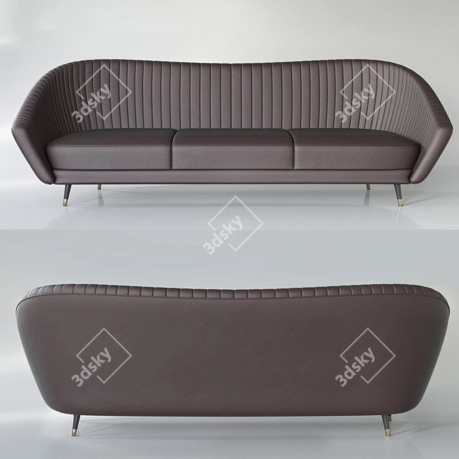 Luxury Leather Sofa: Modern Design & Comfy 3D model image 2