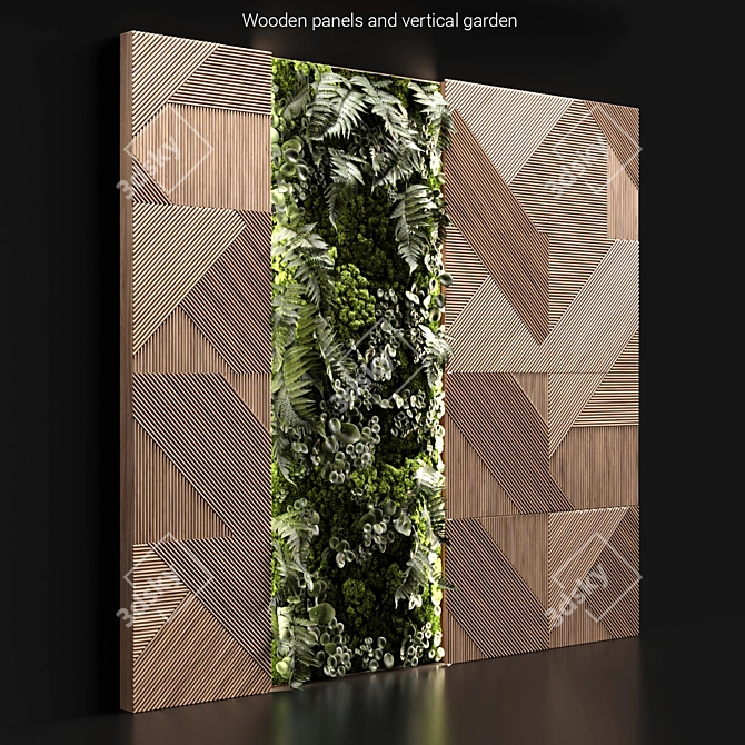 Wooden Panel & Vertical Garden Kit 3D model image 1