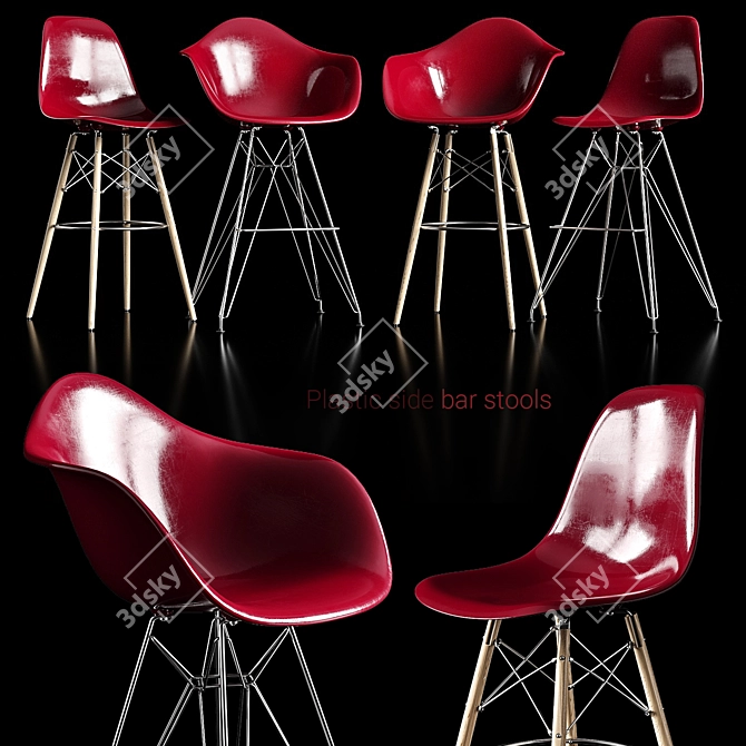 Modern Eames Bar Stools for Stylish Spaces 3D model image 1