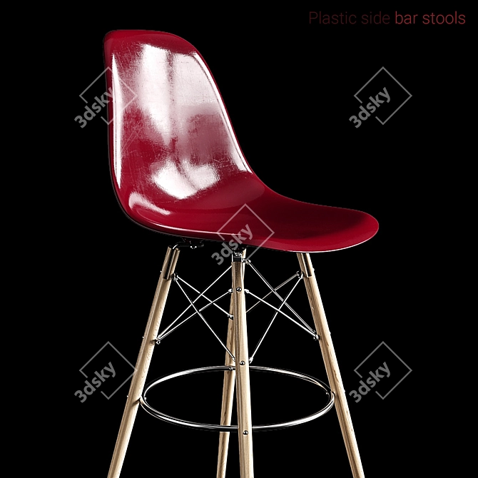 Modern Eames Bar Stools for Stylish Spaces 3D model image 2