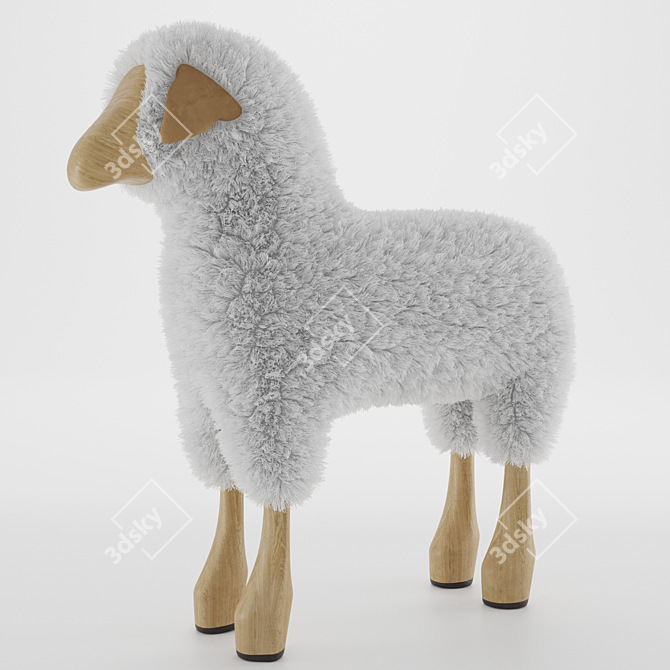 Cozy Sheep Stool: A Practical & Stylish Accent 3D model image 1