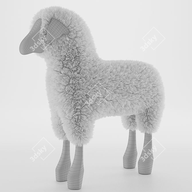 Cozy Sheep Stool: A Practical & Stylish Accent 3D model image 2