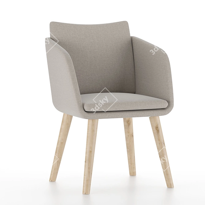 Elegant Wood Leg Armchair 3D model image 1