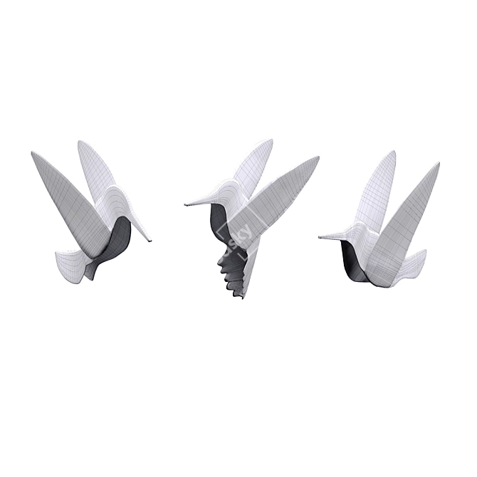 Whimsical Hummingbird Wall Art 3D model image 3