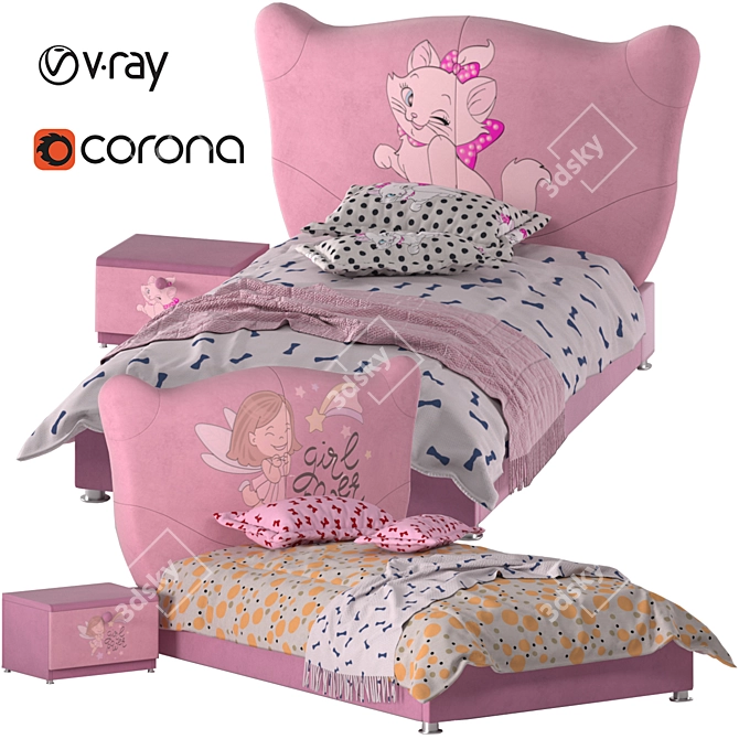 Pink Baby Bed - Cute, Comfortable, and Stylish 3D model image 1