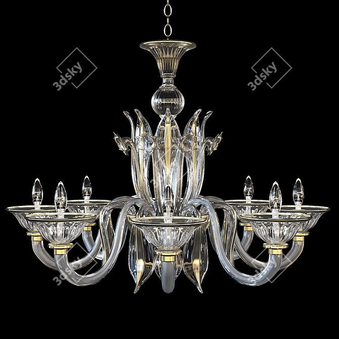 Elegant Alloro Murano Glass Chandelier 3D model image 1