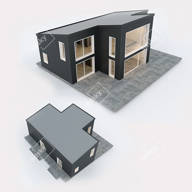 Two-Storey Prefab Villa: Modern Minimalist Home 3D model image 2