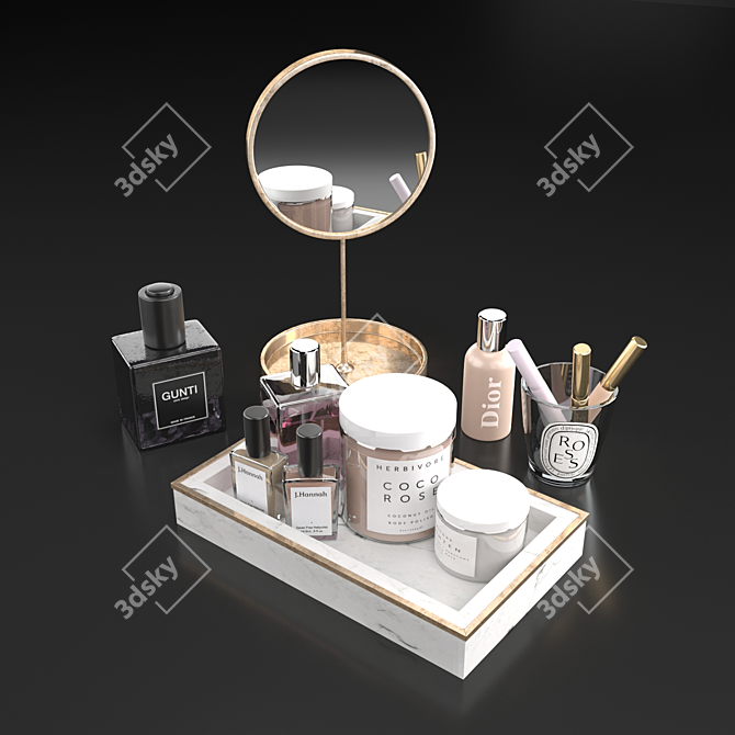 Elegant Dressing Table Decor Set 3D model image 1