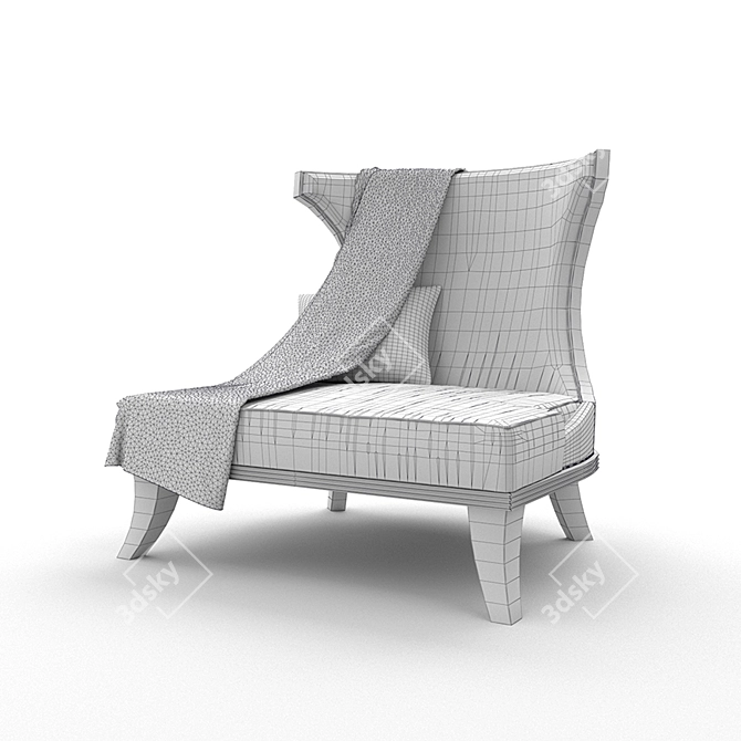 Elegant Ebony Neo Armchair 3D model image 2