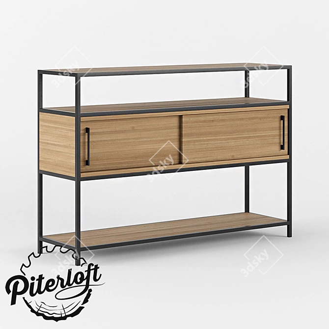 Industrial TV Cabinet with Metal and Wood Construction 3D model image 1