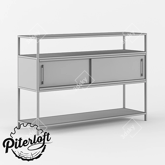 Industrial TV Cabinet with Metal and Wood Construction 3D model image 2