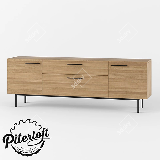 Industrial Chic TV Stand 3D model image 1