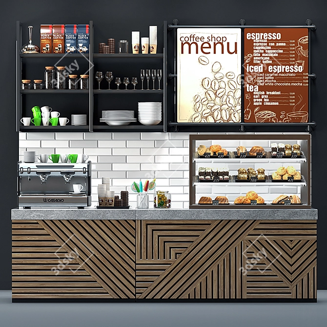 Title: 3D Coffee Shop Model Kit 3D model image 6