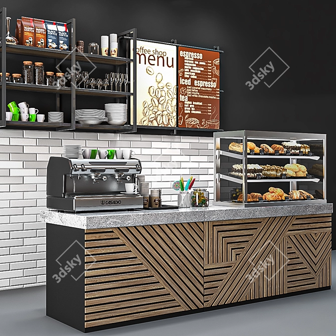 Title: 3D Coffee Shop Model Kit 3D model image 9