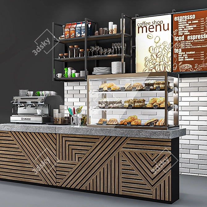 Title: 3D Coffee Shop Model Kit 3D model image 11