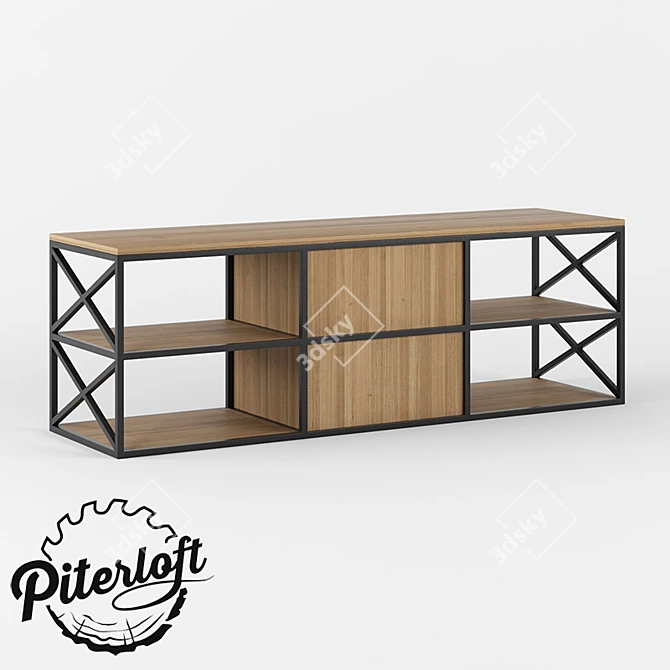 Modern Industrial TV Stand 3D model image 1