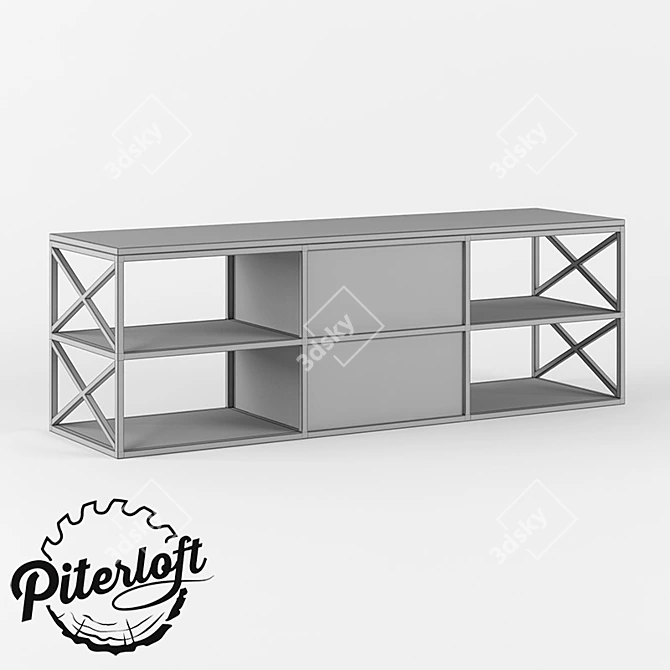 Modern Industrial TV Stand 3D model image 2