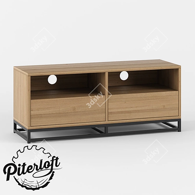 Holly Mirks: Rustic Wood and Metal TV Stand 3D model image 1