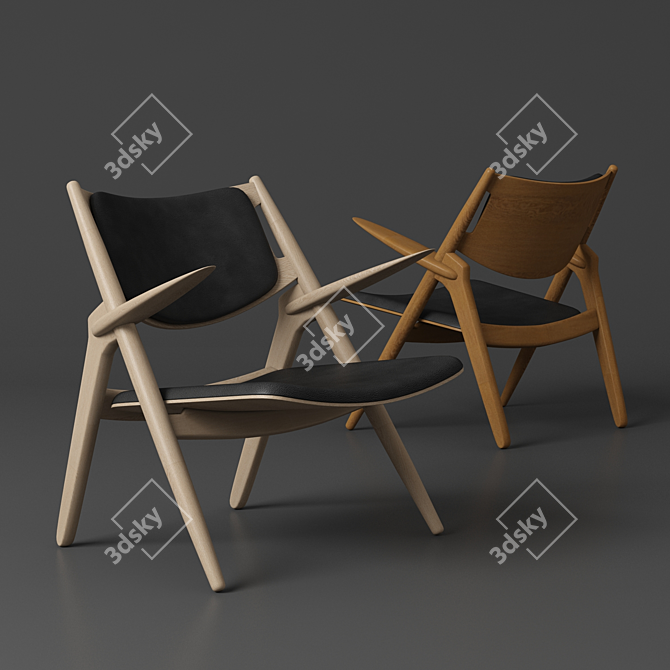 CH28 Sawhorse Easy Chair: Sleek and Stylish Seating 3D model image 1