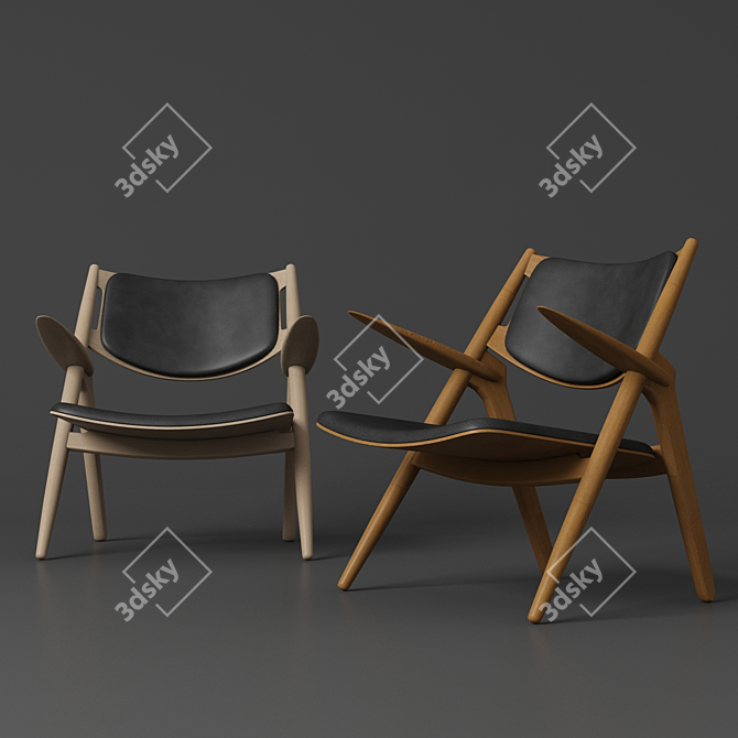 CH28 Sawhorse Easy Chair: Sleek and Stylish Seating 3D model image 2