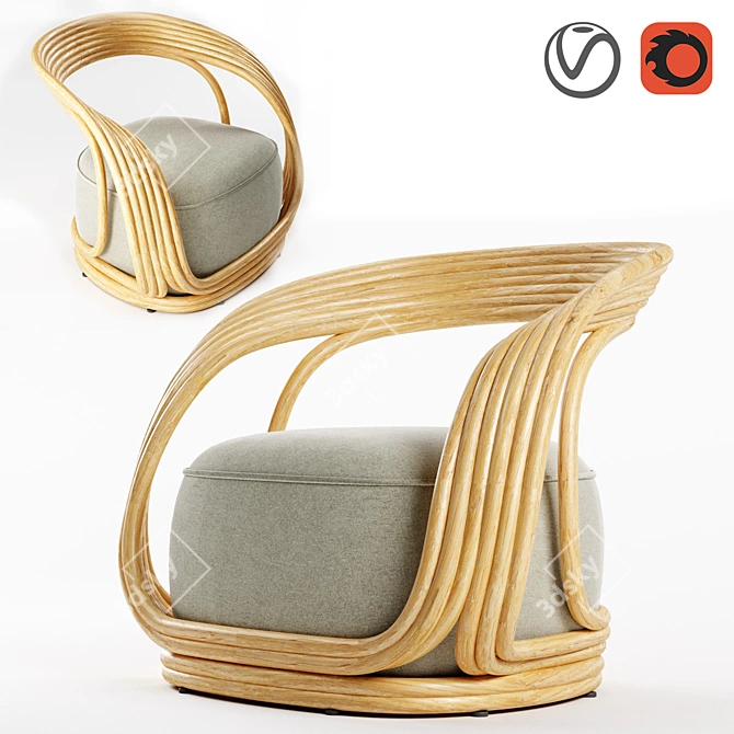 Vintage Eva Armchair by Giovanni Travasa - Timeless Elegance 3D model image 1