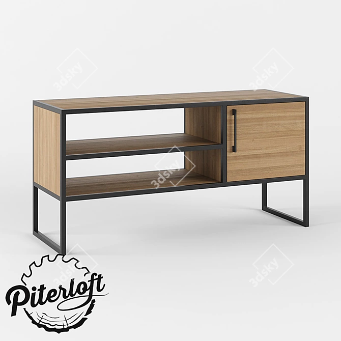 Title: Rustic TV Stand with Solid Wood Construction 3D model image 1